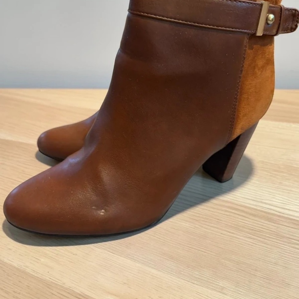 Alfani Two-Tone Brown & Tan Leather Suede Ankle Booties